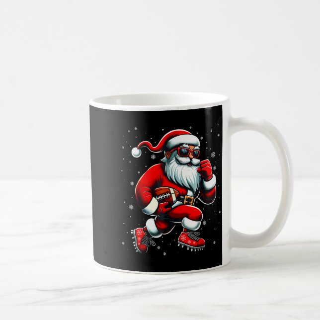 Santa Playing Football Men Boys Christmas Football Coffee Mug (Right)