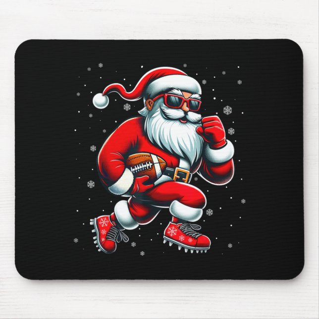 Santa Playing Football Men Boys Christmas Football Mouse Mat (Front)