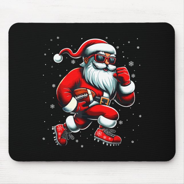 Santa Playing Football Men Boys Christmas Football Mouse Mat (Front)