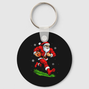 Santa Playing Football Xmas Funny Christmas Footba Key Ring