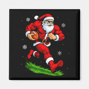 Santa Playing Football Xmas Funny Christmas Footba Magnet