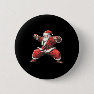 Santa Playing Funny Martial Arts Lover Christmas X 6 Cm Round Badge