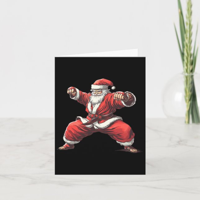 Santa Playing Funny Martial Arts Lover Christmas X Card (Front)