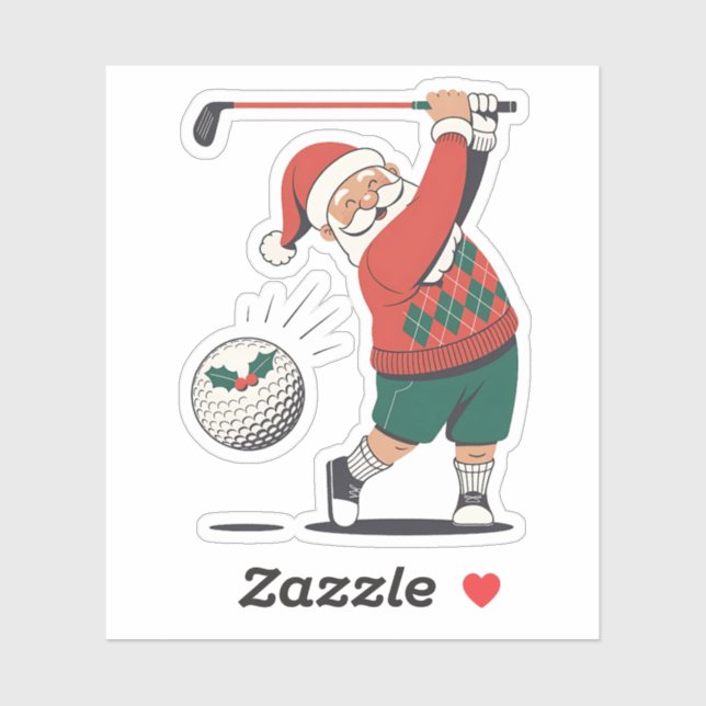 Santa Playing Golf Christmas Player Golfer  (Sheet)