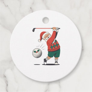 Santa Playing Golf Christmas Player Golfer Favour Tags