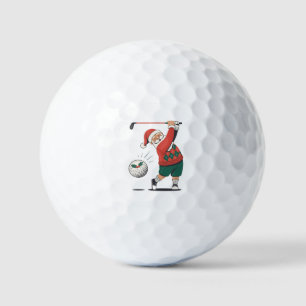 Santa Playing Golf Christmas Player Golfer Golf Balls