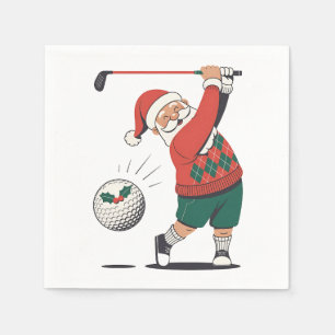Santa Playing Golf Christmas Player Golfer  Napkin