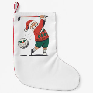 Santa Playing Golf Christmas Player Golfer  Small Christmas Stocking