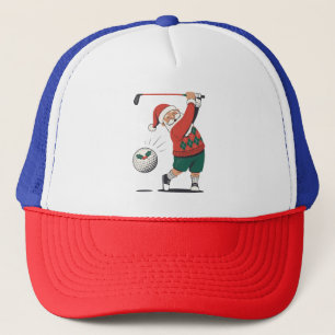 Santa Playing Golf Christmas Player Golfer Trucker Hat