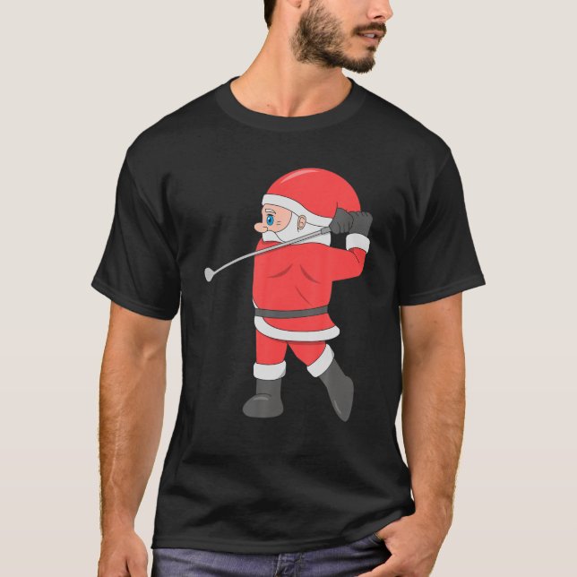 Santa Playing Golf Christmas Sport X-Mas Pajama Pa T-Shirt (Front)