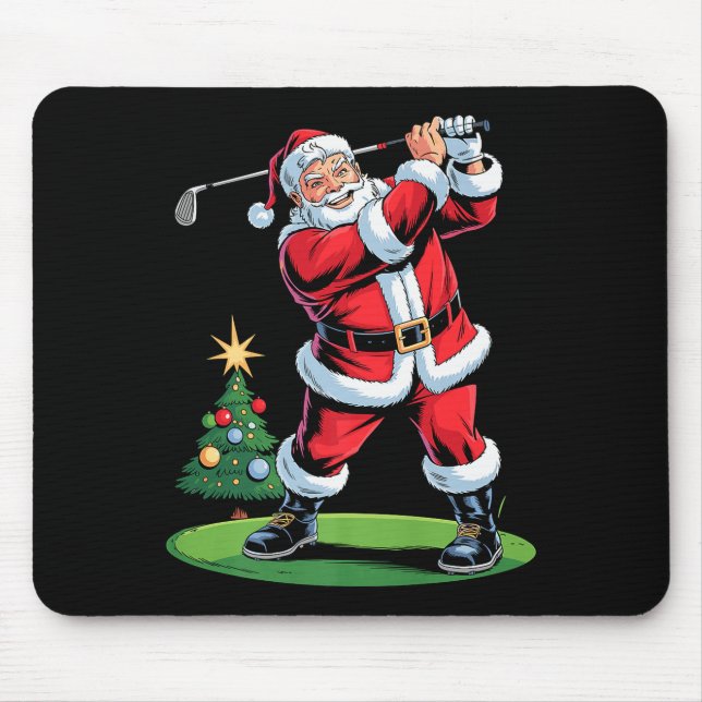Santa Playing Golf Funny Holiday Christmas Xmas Pa Mouse Mat (Front)