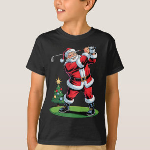 Santa Playing Golf Funny Holiday Christmas Xmas Pa T-Shirt