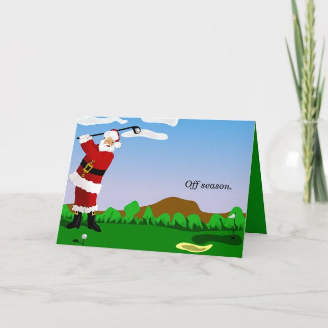 Santa Playing Golf Holiday Card (Front)