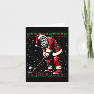 Santa Playing Golf Ugly Christmas Sweater  Card