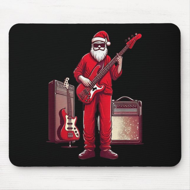 Santa Playing Guitar B Christmas Pajama Musician B Mouse Mat (Front)