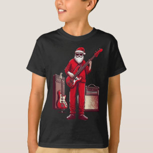 Santa Playing Guitar B Christmas Pajama Musician B T-Shirt