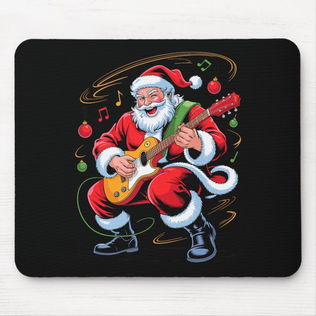 Santa Playing Guitar Funny Holiday Christmas Xmas  Mouse Mat (Front)