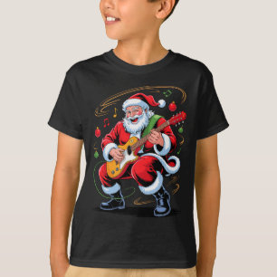 Santa Playing Guitar Funny Holiday Christmas Xmas  T-Shirt