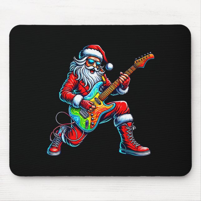 Santa Playing Guitar Musician Guitarist Christmas  Mouse Mat (Front)