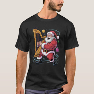 Santa Playing Harp Funny Holiday Christmas Xmas Pa T-Shirt