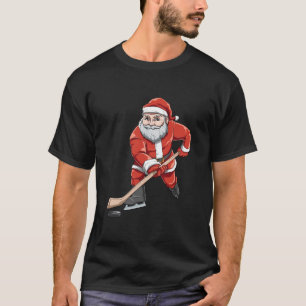 Santa Playing Hockey Christmas Gift For Hockey Pla T-Shirt