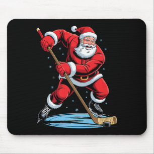 Santa Playing Hockey Funny Holiday Christmas Xmas  Mouse Mat