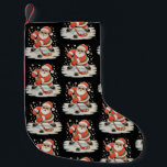 Santa Playing Ice Hockey Christmas Xmas Sport Small Christmas Stocking<br><div class="desc">Santa Playing Ice Hockey Christmas Xmas Sport</div>