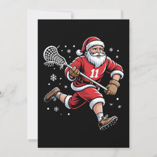 Santa Playing Lacrosse Christmas Holiday Snow Xmas Invitation