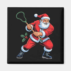 Santa Playing Lacrosse Funny Holiday Christmas Xma Magnet