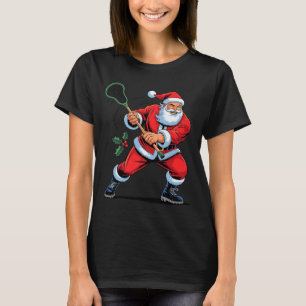 Santa Playing Lacrosse Funny Holiday Christmas Xma T-Shirt