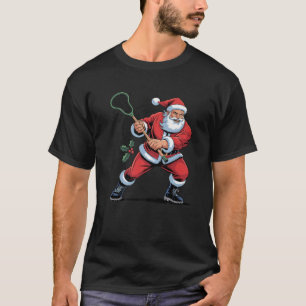 Santa Playing Lacrosse Funny Holiday Christmas Xma T-Shirt