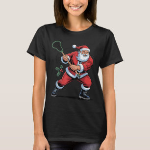 Santa Playing Lacrosse Funny Holiday Christmas Xma T-Shirt
