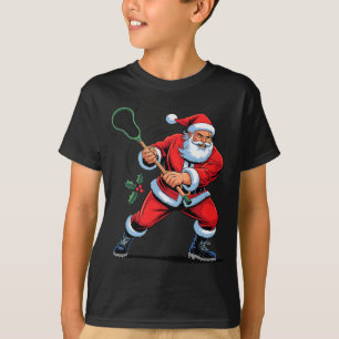 Santa Playing Lacrosse Funny Holiday Christmas Xma T-Shirt