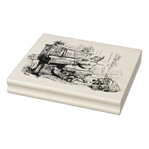 Santa Playing Piano Christmas Morning Rubber Stamp
