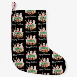 Santa Playing Poker Polar Bear Penguin Reindeer Small Christmas Stocking