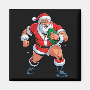 Santa Playing Rugby Funny Holiday Christmas Xmas P Magnet