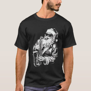 Santa Playing Saxophone Jazz Funny Saxophonist San T-Shirt