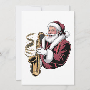 Santa Playing Saxophone Xmas Musician Saxophonist Announcement