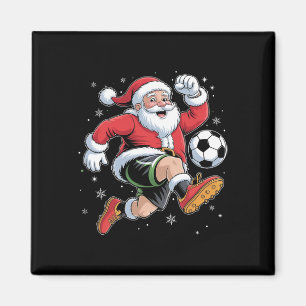 Santa Playing Soccer Christmas Boys Mens Kids Xmas Magnet