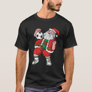 Santa Playing Soccer Christmas Pajama Cool Sport X T-Shirt