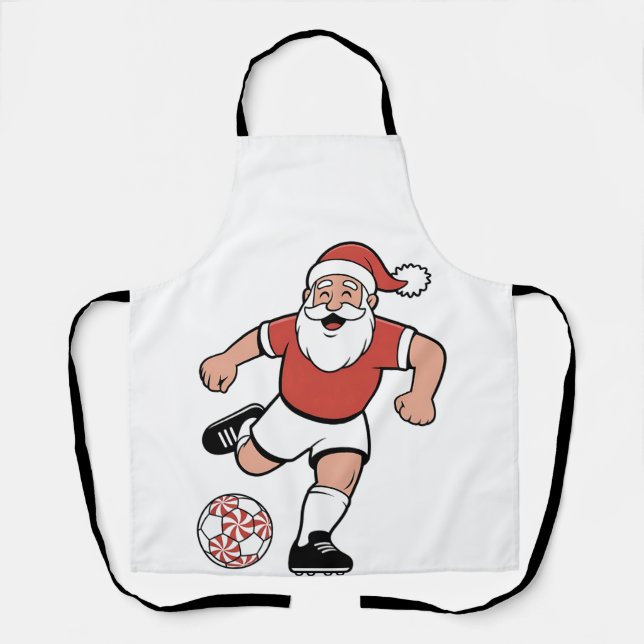 Santa Playing Soccer Christmas Player Sport  Apron (Front)