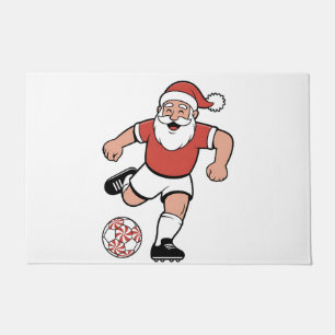 Santa Playing Soccer Christmas Player Sport  Doormat