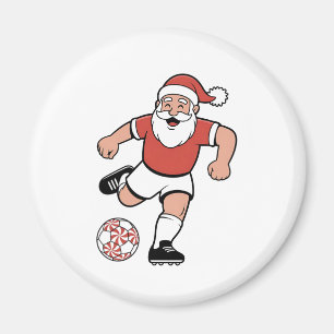 Santa Playing Soccer Christmas Player Sport Magnet