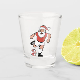 Santa Playing Soccer Christmas Player Sport  Shot Glass