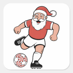 Santa Playing Soccer Christmas Player Sport  Square Sticker