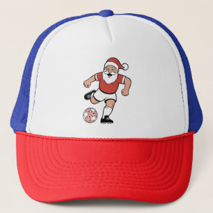 Santa Playing Soccer Christmas Player Sport Trucker Hat