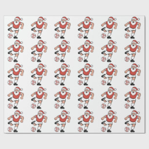 Santa Playing Soccer Christmas Player Sport Wrapping Paper