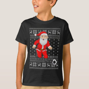Santa Playing Soccer Football Ugly Christmas Sweat T-Shirt