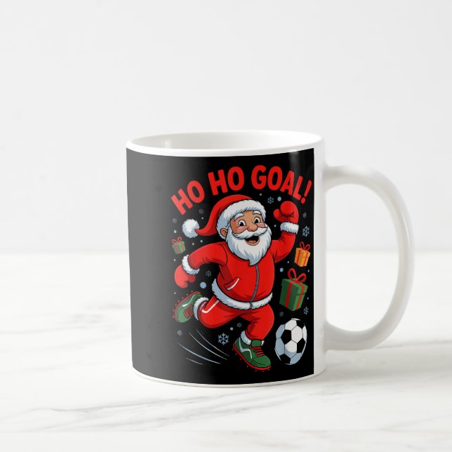 Santa Playing Soccer Funny Holiday Christmas Xmas  Coffee Mug (Right)