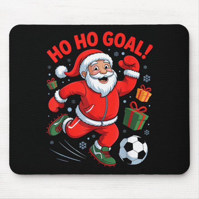 Santa Playing Soccer Funny Holiday Christmas Xmas  Mouse Mat (Front)